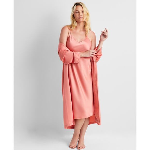 State of Day Women's Sleeveless Crepe De Chine Nightgown, Coral, Size L 0052 - Picture 1 of 5